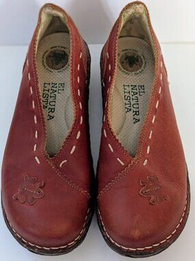 El Naturalista Womens Red Leather Mary Janes Comfort Slip On Shoes Size 38